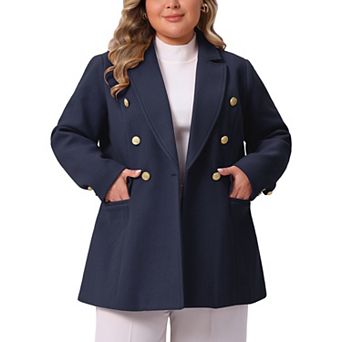 Women's Casual Coat for Women Plus Size Notch Double-Breasted Lapel Jacket Outwear Winter Coats