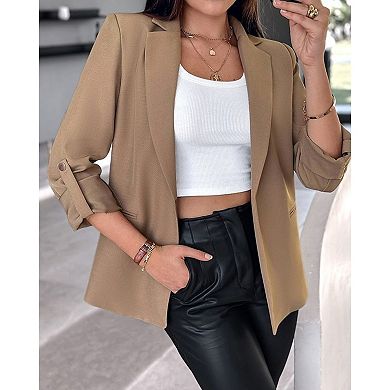 Womens Casual Blazers Long Sleeve Lapel Open Front Slim Work Office Blazer Jacket