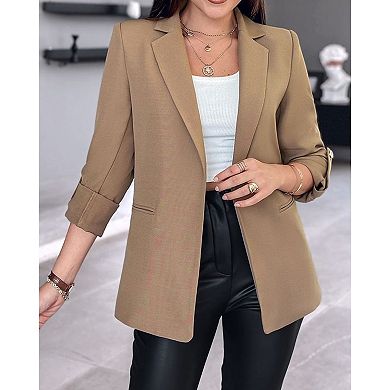 Womens Casual Blazers Long Sleeve Lapel Open Front Slim Work Office Blazer Jacket