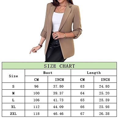 Womens Casual Blazers Long Sleeve Lapel Open Front Slim Work Office Blazer Jacket