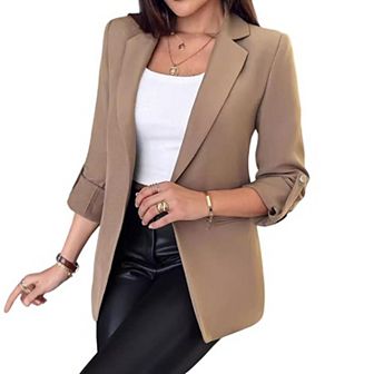 Womens Casual Blazers Long Sleeve Lapel Open Front Slim Work Office Blazer Jacket