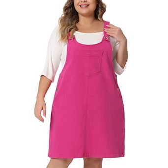 Women's Plus Size Denim Overalls Dress Suspenders Skirt Jumper Dresses