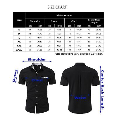 Men's Muscle Dress Shirts Banded Collar Short Sleeve Casual Button Down  Shirt