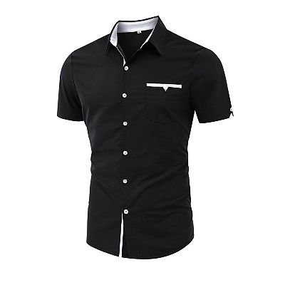 banded collar dress shirt Men's Basic Banded Convertible Cuff Collar Dress Shirt in Ivory 17½ 34/35 / Ivory