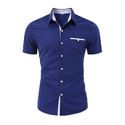 dusty blue mens dress shirt Ash & Erie Blue Twill Wrinkle Resistant Dress Shirt for Short Men Blue Twill / 16 / Slim