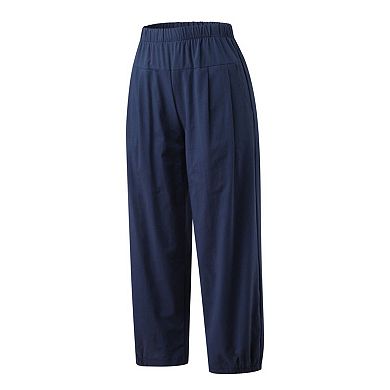 Womens Wide Leg Linen Pants Loose Fit Lounge Yoga Cropped Capris Sweatpants with Pockets