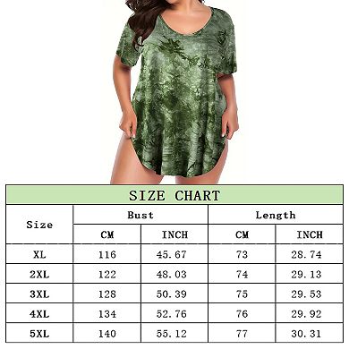 Women Plus Size V-Neck Tunic Tops Loose T Shirt with Pocket