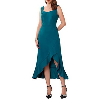 Women's Cocktail Dress Sleeveless Elegant Ruffles Split Hem Evening Party Dresses