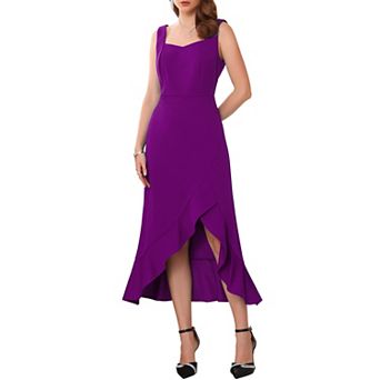 Women's Cocktail Dress Sleeveless Elegant Ruffles Split Hem Evening Party Dresses