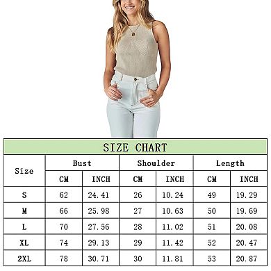 Womens Summer Sweater Vest Tank Tops Sleeveless Spring Casual Ribbed Knit Outfits