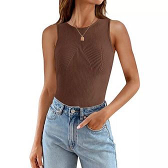 Womens Summer Sweater Vest Tank Tops Sleeveless Spring Casual Ribbed Knit Outfits
