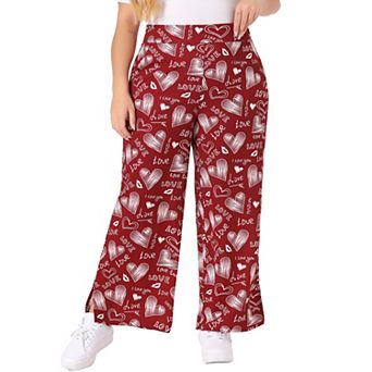 Plus Size Women's Palazzo Pants Stretchy High Waist Casual Wide Leg Pants Summer