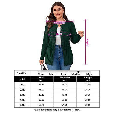Plus Size Women's Open Knit Sweater Cardigan Round Neck Button Down Soft Casual Formal Outfits