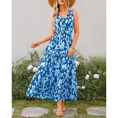 Women Summer Dresses Casual Sleeveless Maxi Dresses Cute Floral Long Dress Wedding Guest Dress