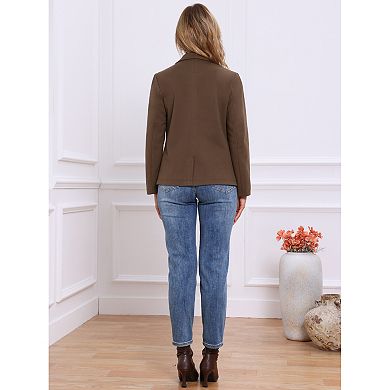 Long Sleeve Blazer for Women's Notched Lapel Vintage Work Office Suit Jackets with Pocket