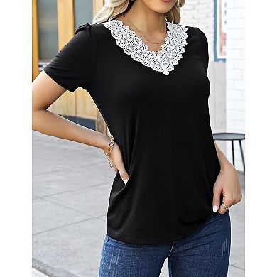 Womens Casual Short Sleeve Tops V Neck Shirts Blouses for Summer