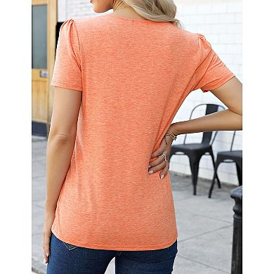 Womens Casual Short Sleeve Tops V Neck Shirts Blouses for Summer
