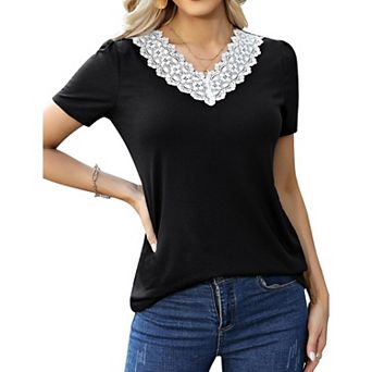 Womens Casual Short Sleeve Tops V Neck Shirts Blouses for Summer