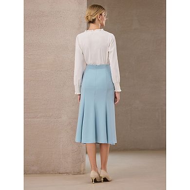 Women's Midi Mermaid Skirt Work High Elastic Waisted Fishtails Skirts