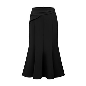 Women's Midi Mermaid Skirt Work High Elastic Waisted Fishtails Skirts