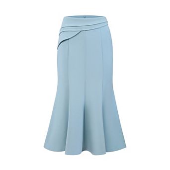 Women's Midi Mermaid Skirt Work High Elastic Waisted Fishtails Skirts