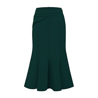 Women's Midi Mermaid Skirt Work High Elastic Waisted Fishtails Skirts