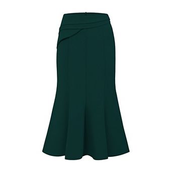 Women's Midi Mermaid Skirt Work High Elastic Waisted Fishtails Skirts