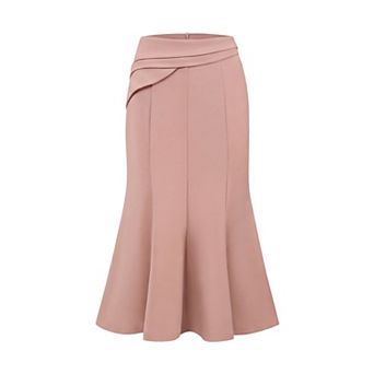 Women's Midi Mermaid Skirt Work High Elastic Waisted Fishtails Skirts
