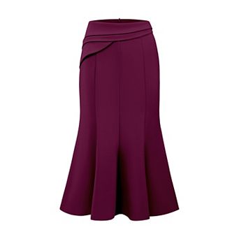 Women's Midi Mermaid Skirt Work High Elastic Waisted Fishtails Skirts