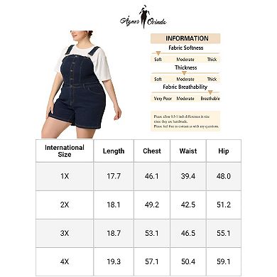 Plus Size Denim Overall Shortalls for Women Adjustable Jumpsuit Bib Jean Shorts Denim Overalls