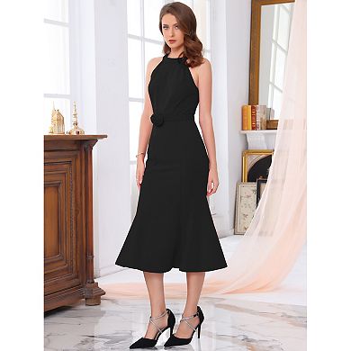 Women's Sleeveless Halter Dress Formal Cocktail Evening Fishtail Bodycon Dresses