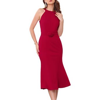 Women's Sleeveless Halter Dress Formal Cocktail Evening Fishtail Bodycon Dresses