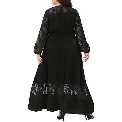 plus size sheer lace maxi dress Light Yellow Sheer Lace Maxi Dress with High Split and Hollow-Out Wais   Canary Houze