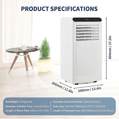 8000 BTU Portable Air Conditioners for Room Up to 350 Sq.Ft