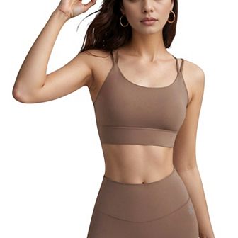 Women's Sports Bra with Scoop Neckline and Double Strap Detail