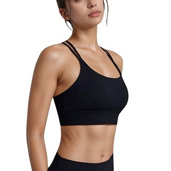 Women's Sports Bra with Scoop Neckline and Double Strap Detail