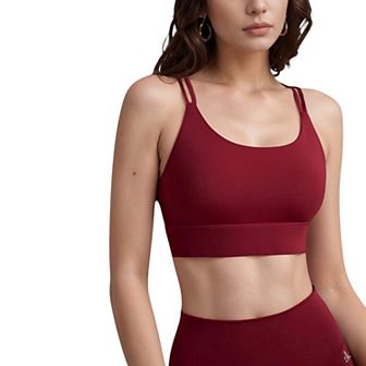 Women's Sports Bra with Scoop Neckline and Double Strap Detail