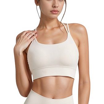 Women's Sports Bra with Scoop Neckline and Double Strap Detail