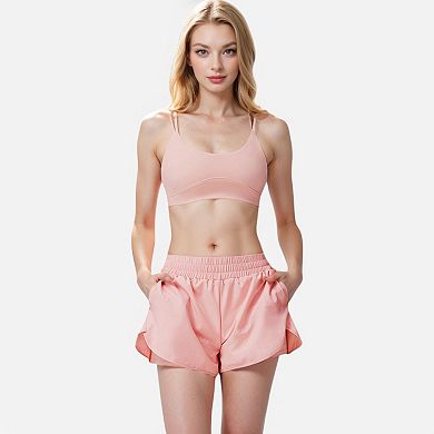 Women's Double Strap Sports Bra with V-Neckline and Soft Support