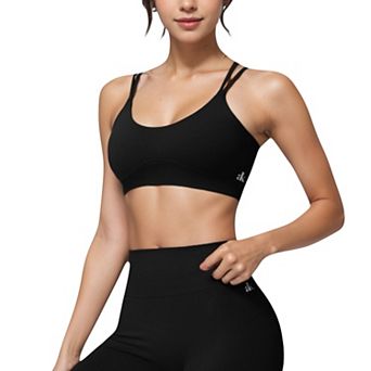 Women's Double Strap Sports Bra with V-Neckline and Soft Support