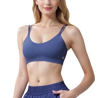 Women's Double Strap Sports Bra with V-Neckline and Soft Support