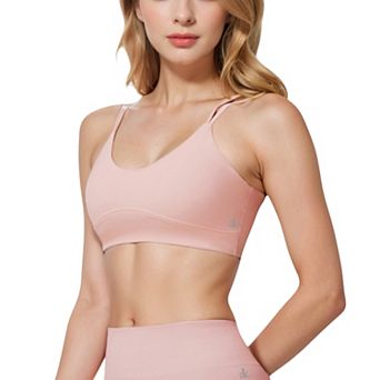 Women's Double Strap Sports Bra with V-Neckline and Soft Support