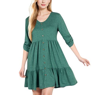 green emerald velvet dress Organza Drop-Waist Babydoll Pink Mini Dress main image 1