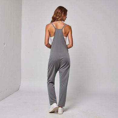 Women's Loose Fit Overalls with Adjustable Straps and Side Pockets