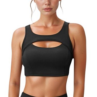 Women's Sports Bra with Scoop Neck and Front Cutout Design for Low to Medium Impact Workouts
