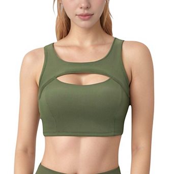 Women's Sports Bra with Scoop Neck and Front Cutout Design for Low to Medium Impact Workouts