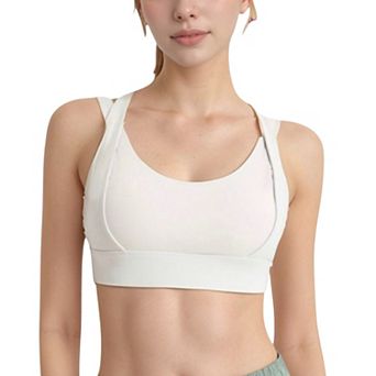 Women's Scoop Neck Active Sports Bra with Wide Adjustable Straps and Seam Detailing