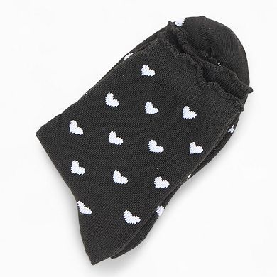 Women's Ankle Socks with Allover Heart Print and Soft Ribbed Cuff Trim