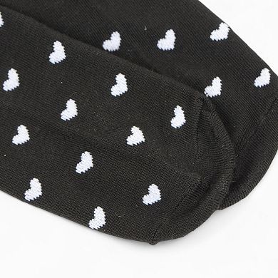 Women's Ankle Socks with Allover Heart Print and Soft Ribbed Cuff Trim