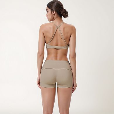 Women's Strappy Active Sports Bra with Scoop Neckline Thin Back Straps